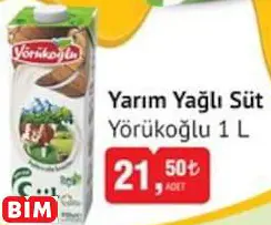 YÖRÜKOĞLU  YARIM YAĞLI SÜT